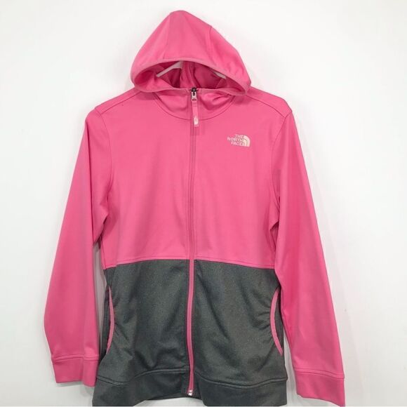 The North Face Pink Gray Color block Zip up Hooded Jacket - Picture 1 of 16